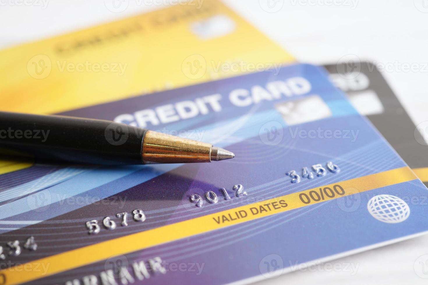 Credit card for online shopping, security finance business concept. photo