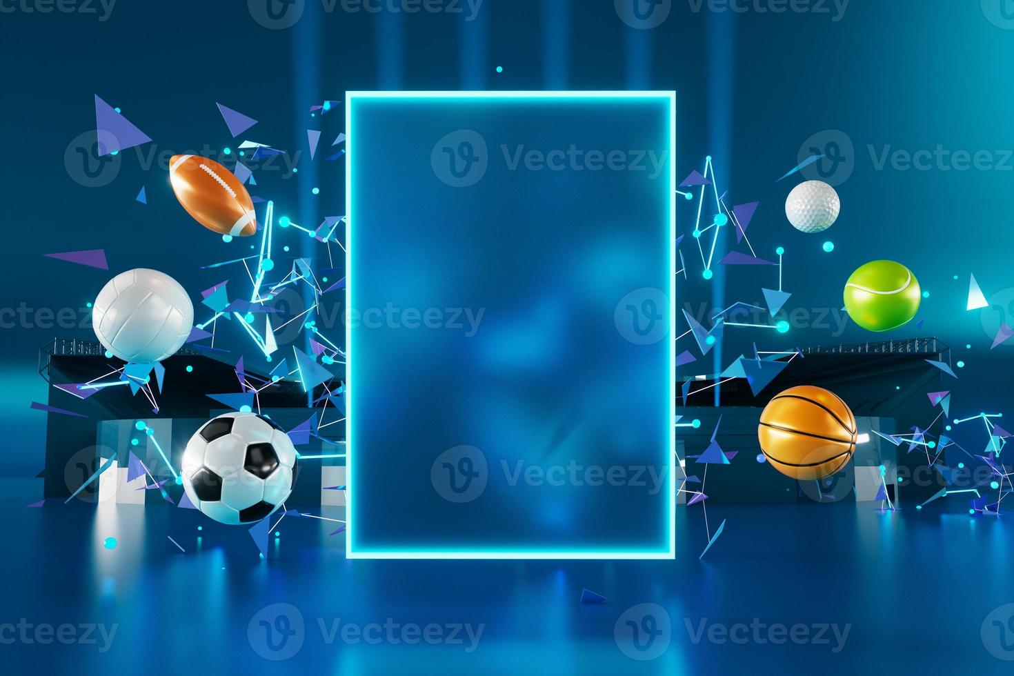 3d football object design. realistic rendering. abstract futuristic background. 3d illustration. motion geometry concept. sport competition graphic. tournament game bet content. soccer ball element. photo