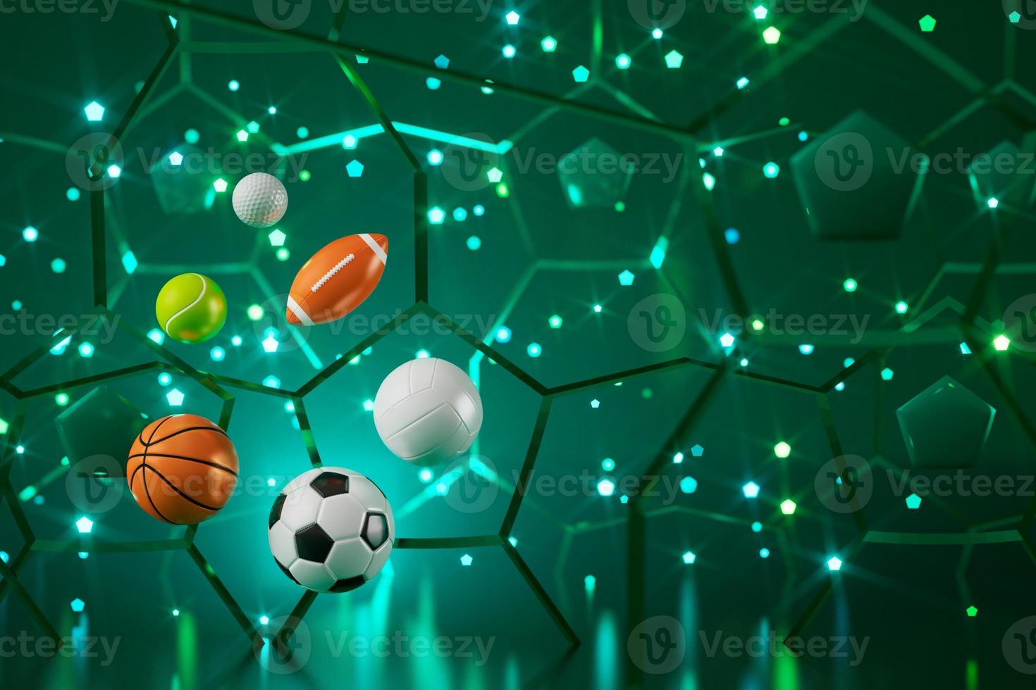 3d football object design. realistic rendering. abstract futuristic background. 3d illustration. motion geometry concept. sport competition graphic. tournament game bet content. soccer ball element. photo