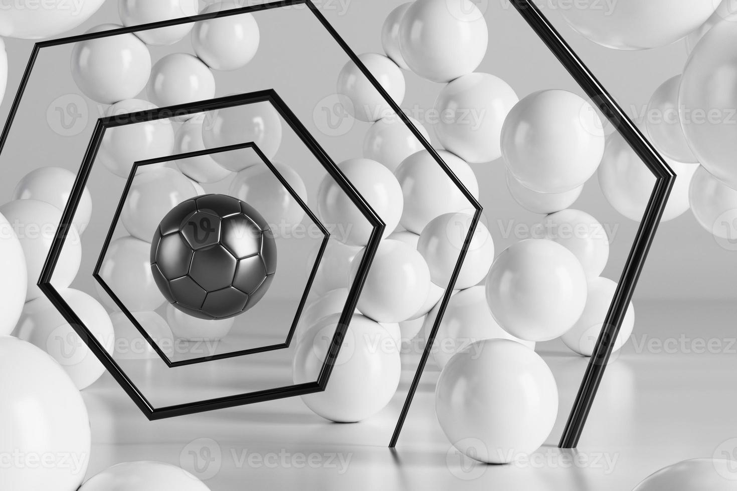 3d football object design. realistic rendering. abstract futuristic background. 3d illustration. motion geometry concept. sport competition graphic. tournament game bet content. soccer ball element. photo