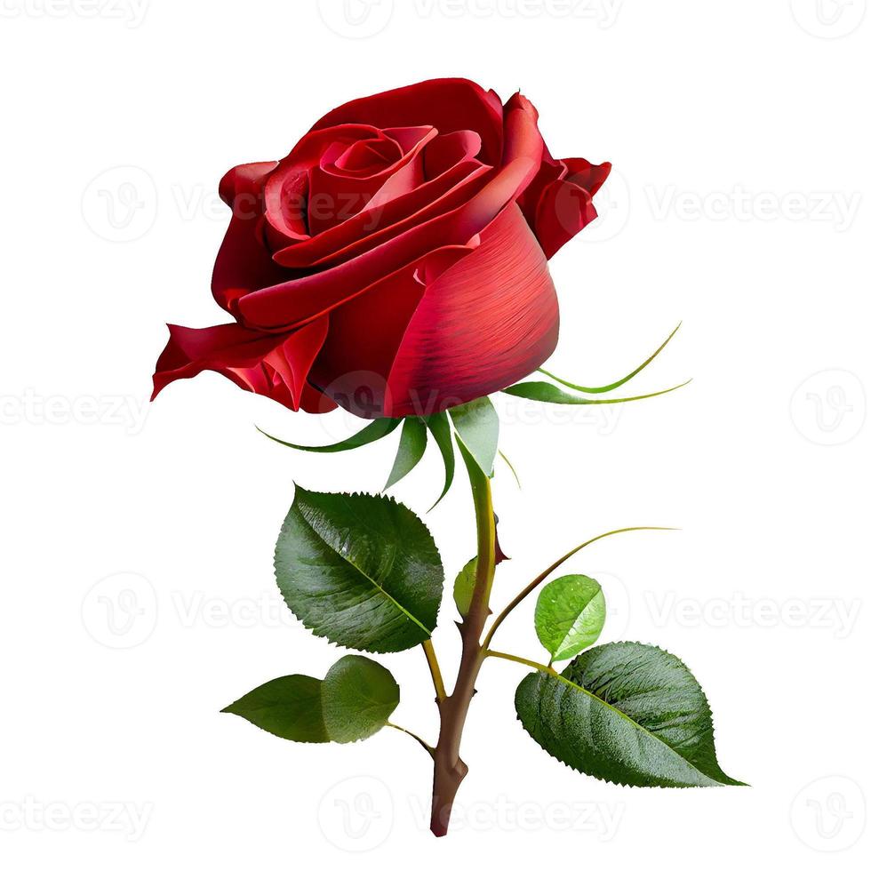 red rose isolated on white with clipping path photo