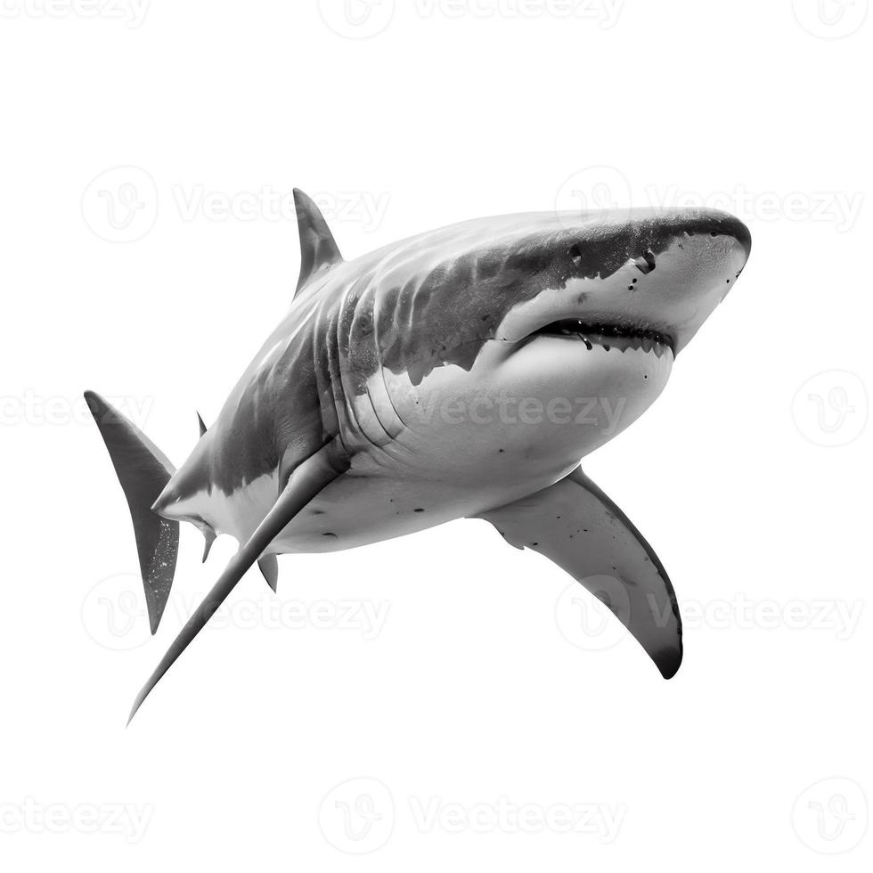 ferocious great white shark with clipping path photo