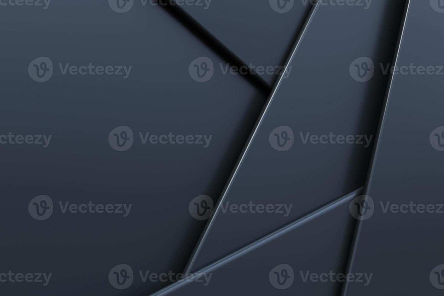 Black abstract geometric background, paper style. 3d render photo