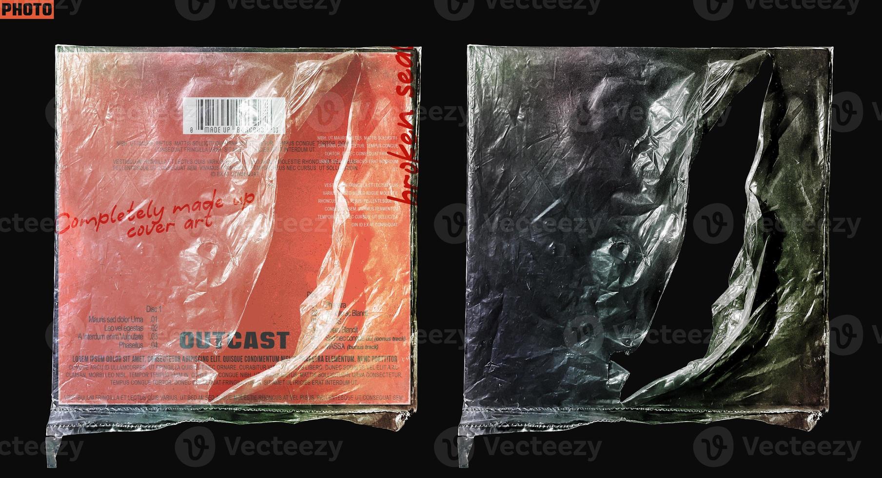 Torn up plastic wrap texture overlay mockup for your cover art design photo