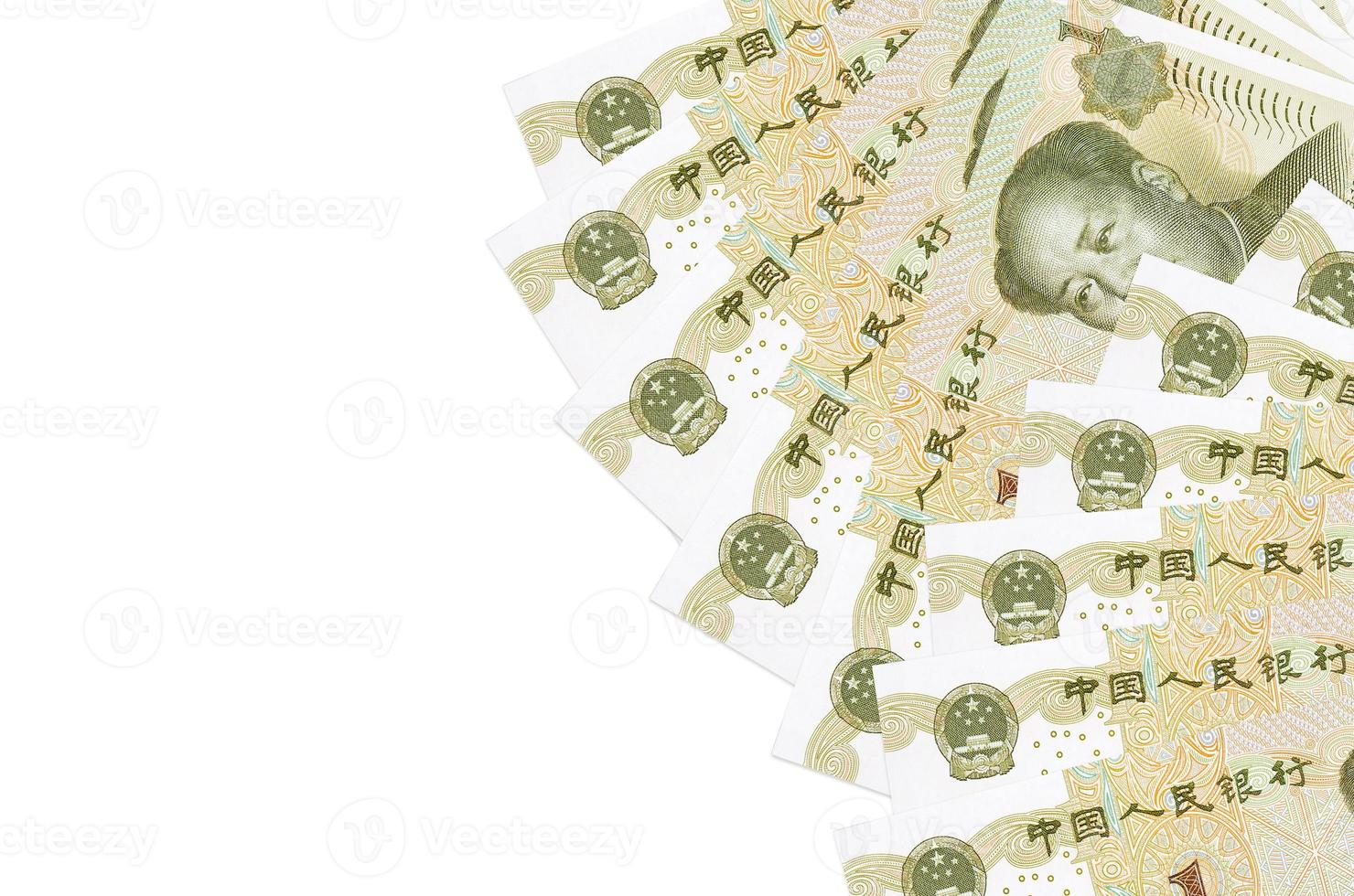 1 Chinese yuan bills lies isolated on white background with copy space. Rich life conceptual background photo