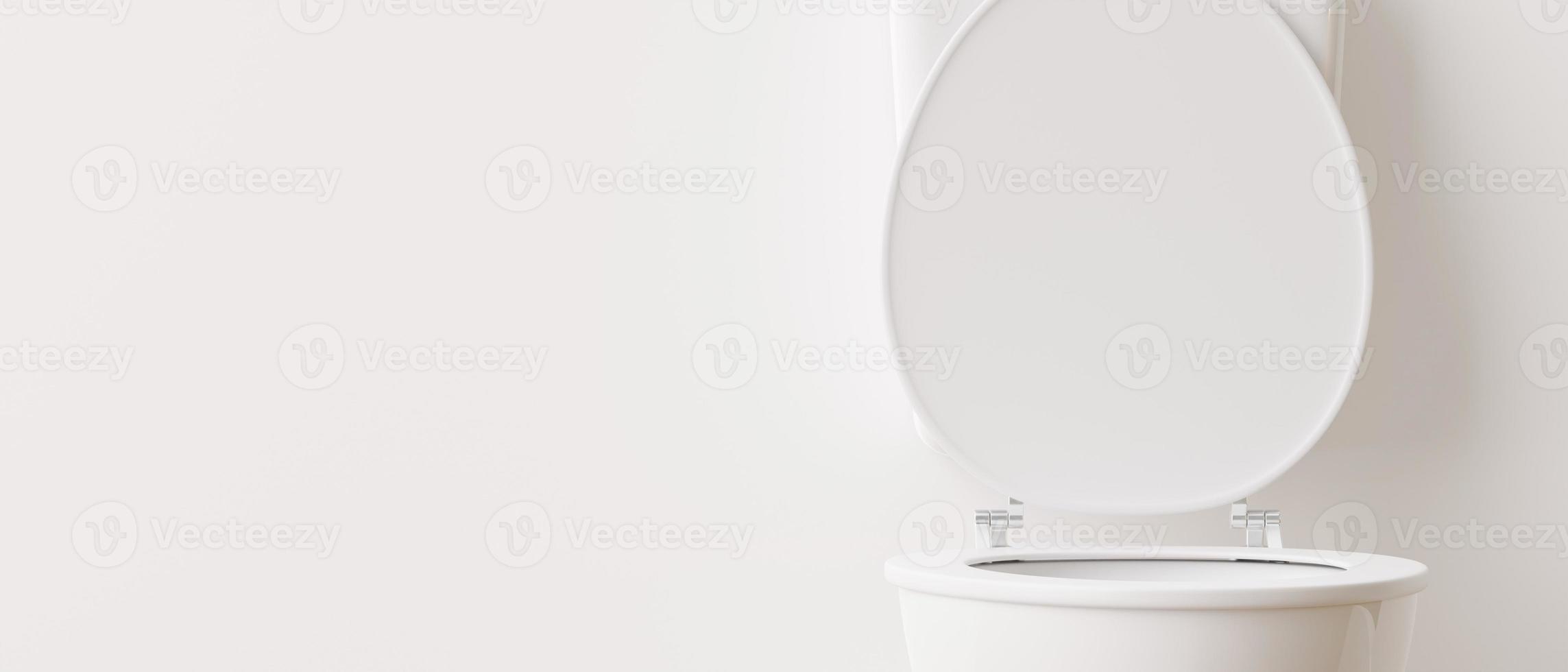 Toilet, WC on white background with copy space. Hygiene, defecation, problems with digestion, constipation, diarrhea concept. Empty space for text, advertising. 3D rendering. photo