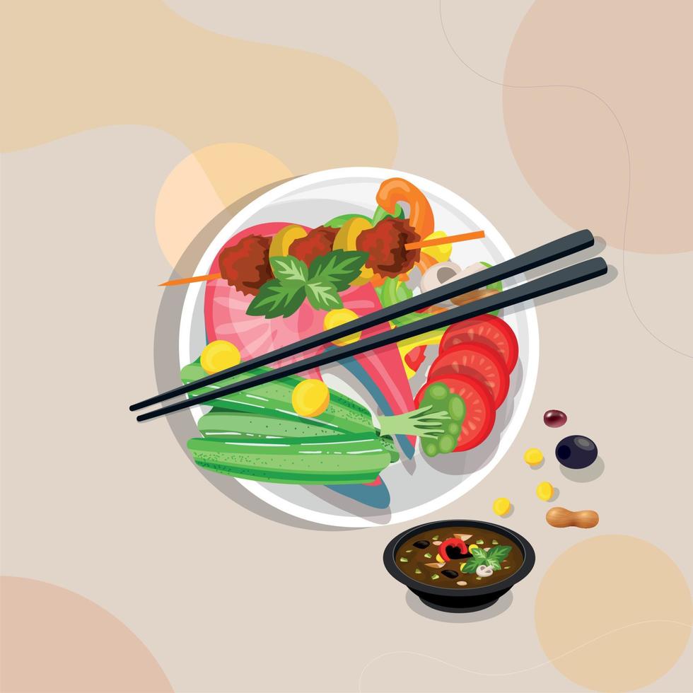 Healthy food and traditional restaurants, cooking, menu, vector illustration