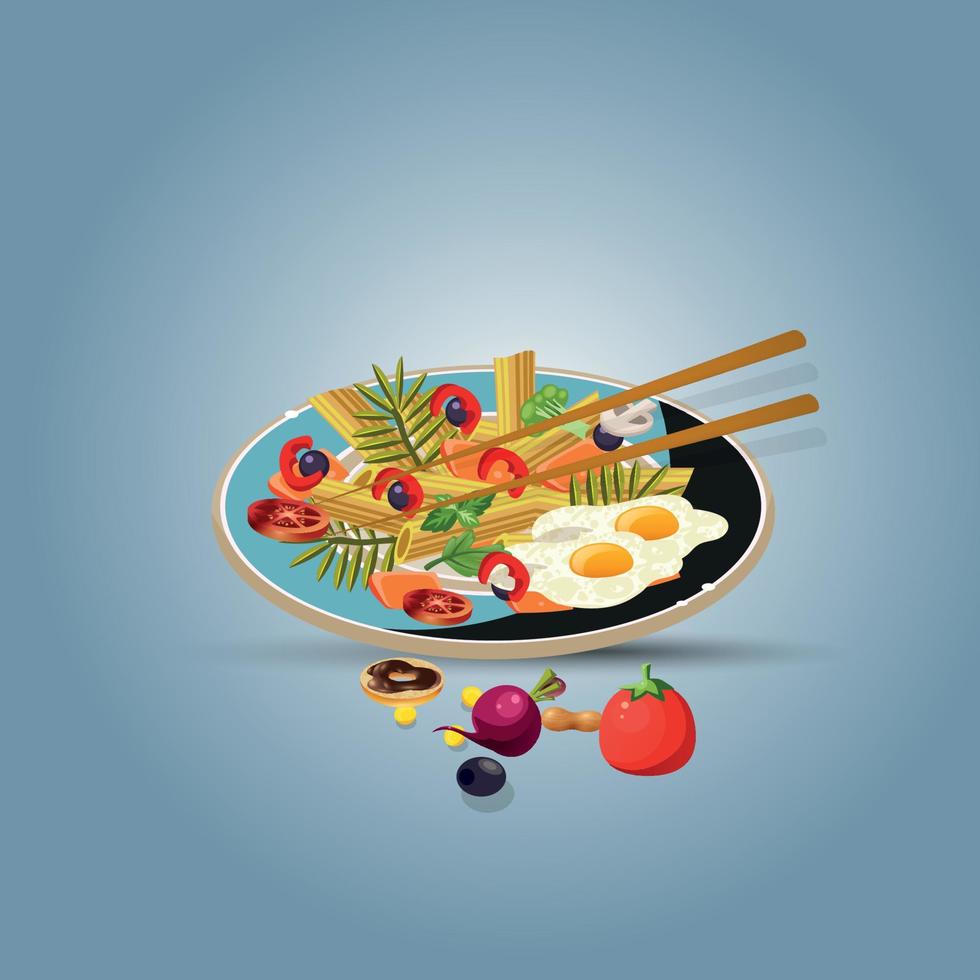 comida saludable y restaurantes tradicionales, cocina, menú, ilustración vectorial vector