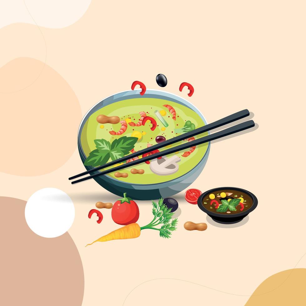 Healthy food and traditional restaurants, cooking, menu, vector illustration