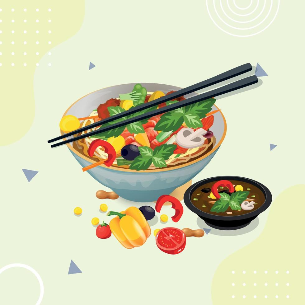 Healthy food and traditional restaurants, cooking, menu, vector illustration