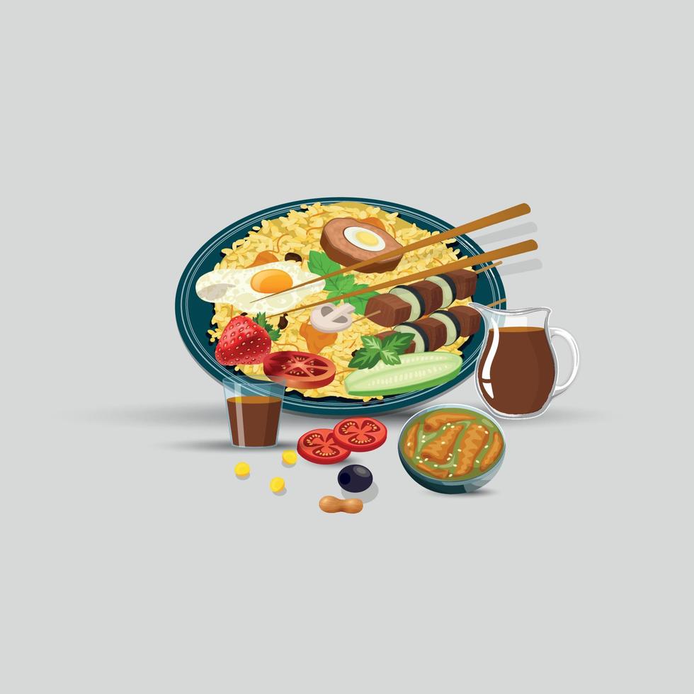 Healthy food and traditional restaurants, cooking, menu, vector illustration