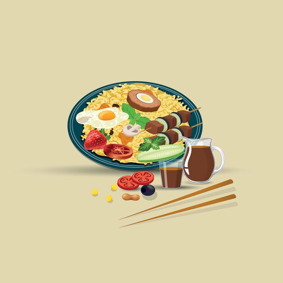 Healthy food and traditional restaurants, cooking, menu, vector illustration