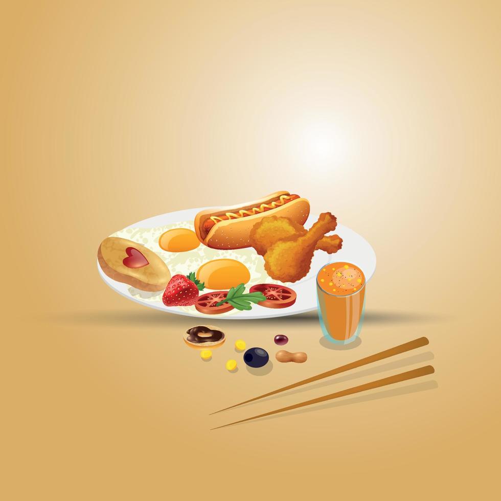 Healthy food and traditional restaurants, cooking, menu, vector illustration