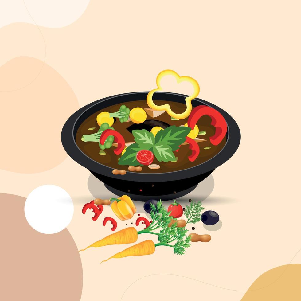 Healthy food and traditional restaurants, cooking, menu, vector illustration