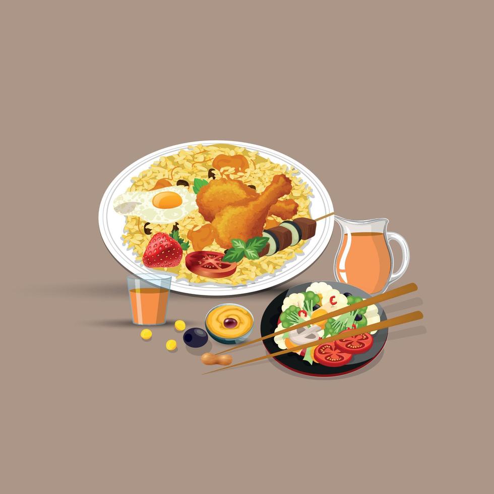 Healthy food and traditional restaurants, cooking, menu, vector illustration