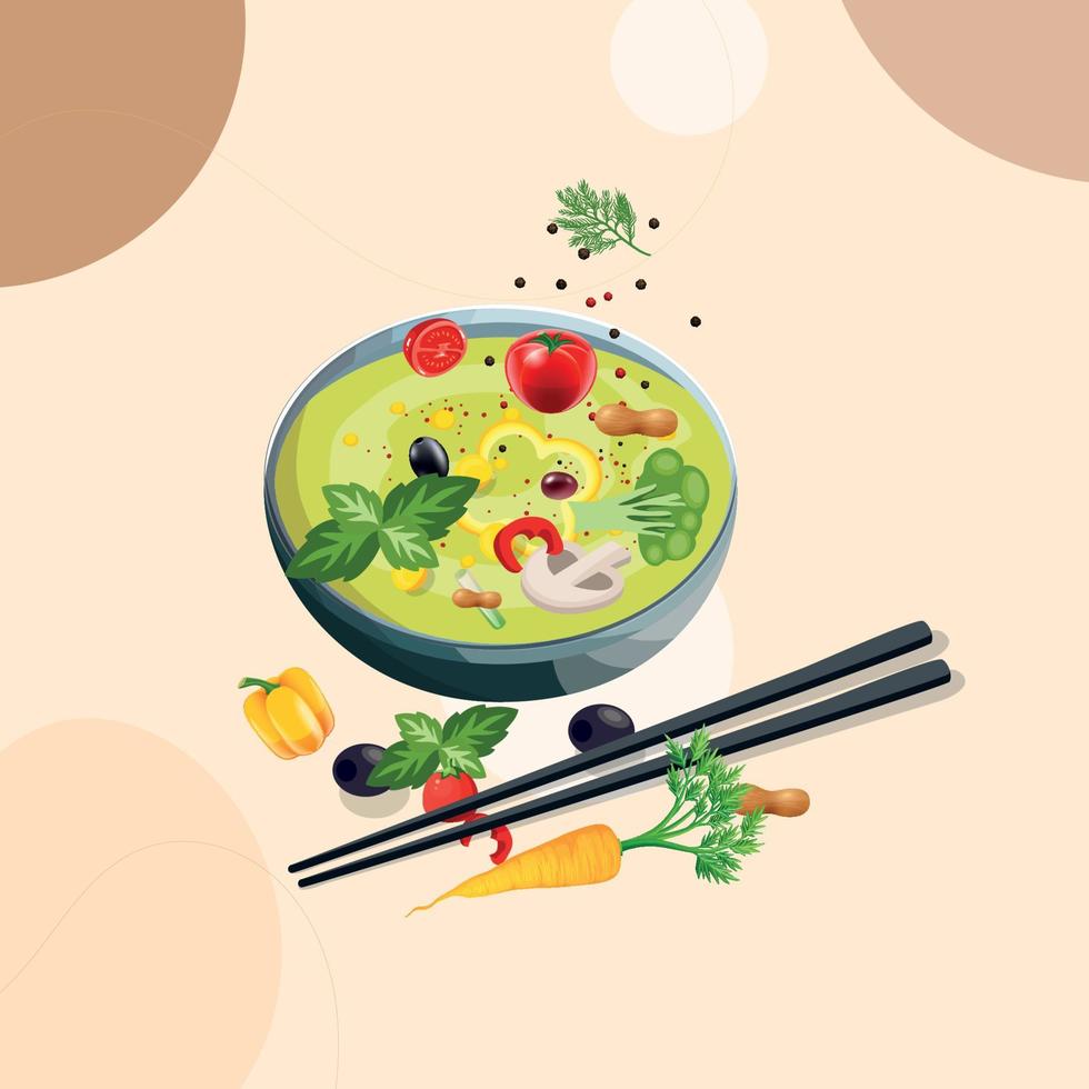 Healthy food and traditional restaurants, cooking, menu, vector illustration