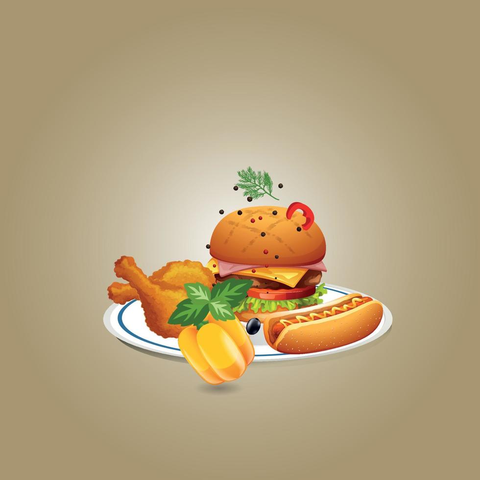 comida saludable y restaurantes tradicionales, cocina, menú, ilustración vectorial vector