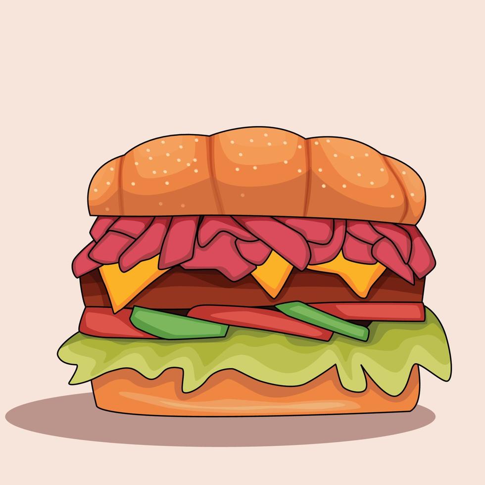 sabrosa hamburguesa con carne. objeto aislado vectorial vector