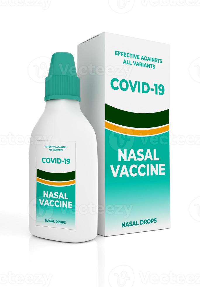 vacuna nasal covid 19 corona para protección aislada sobre fondo blanco - representación de ilustración 3d foto
