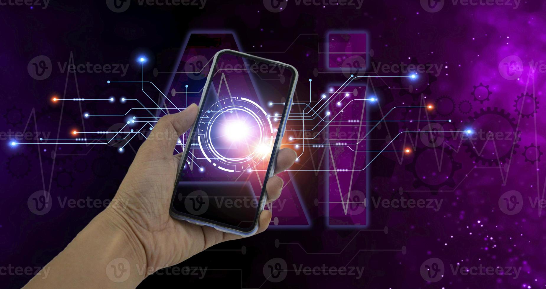 The concept of using artificial intelligence to control the system, the industry that uses artificial intelligence. photo