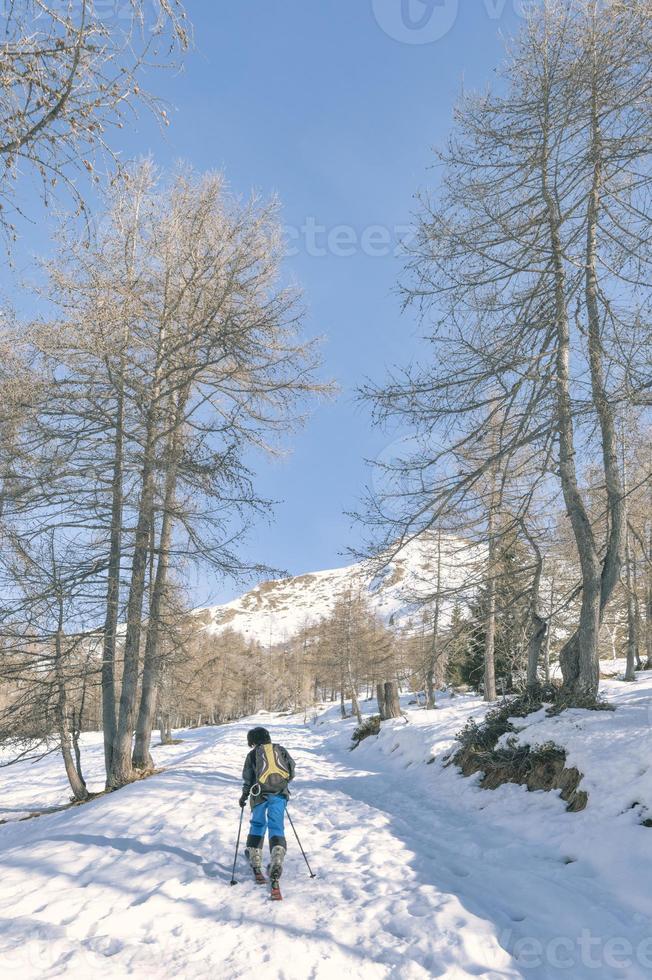 A child during a touring ski excursion photo