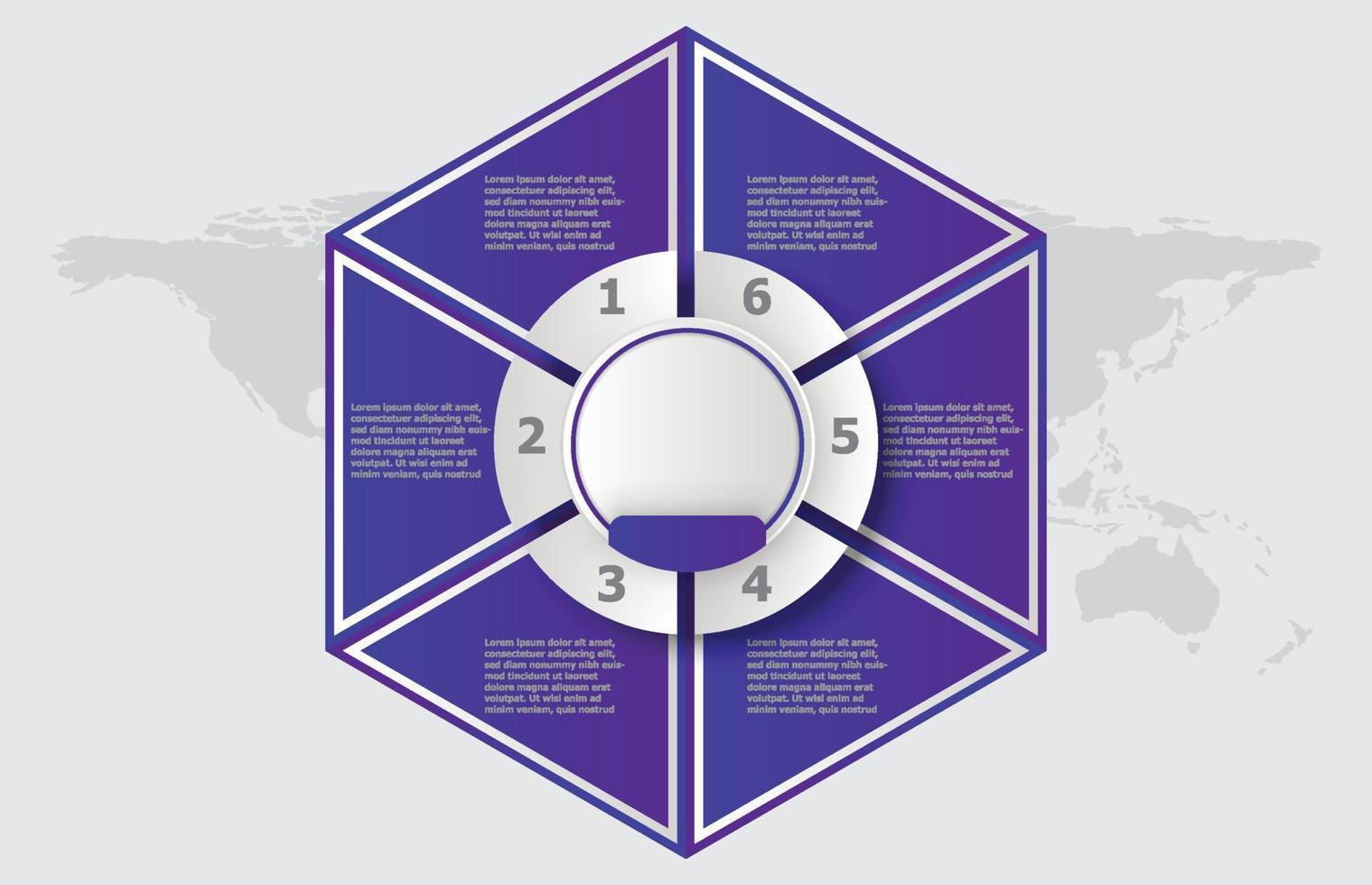 Infographic template of modern hexagon round topic , presentation infographic vector