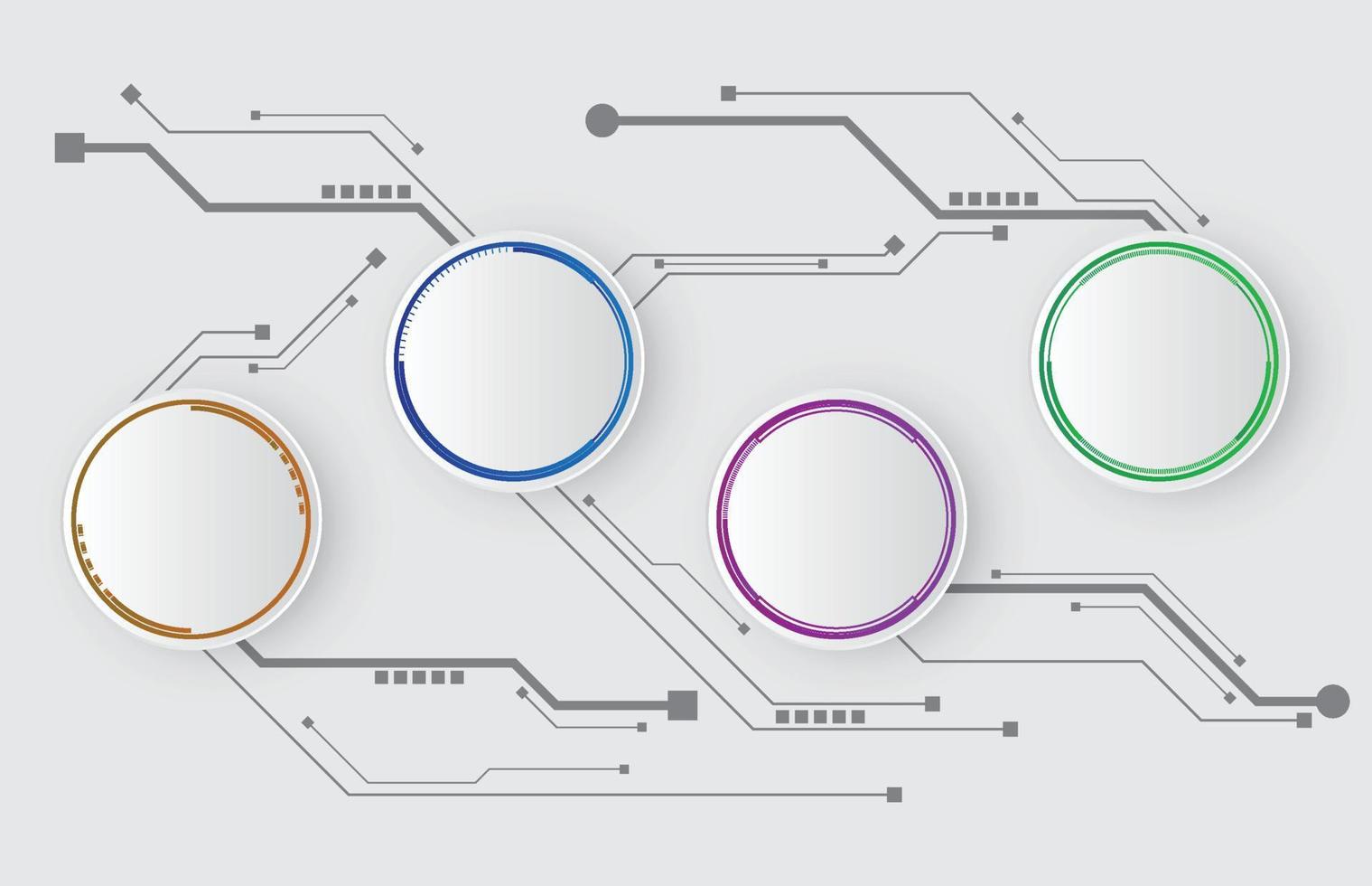 plantilla infográfica de tema circular con diagrama moderno de línea electrónica de circuito, vector infográfico de presentación