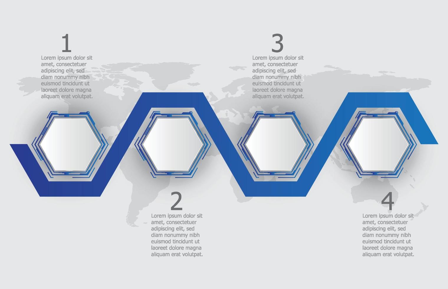 Infographic white template of hexagon hud ui display timeline topic, presentation infographic vector