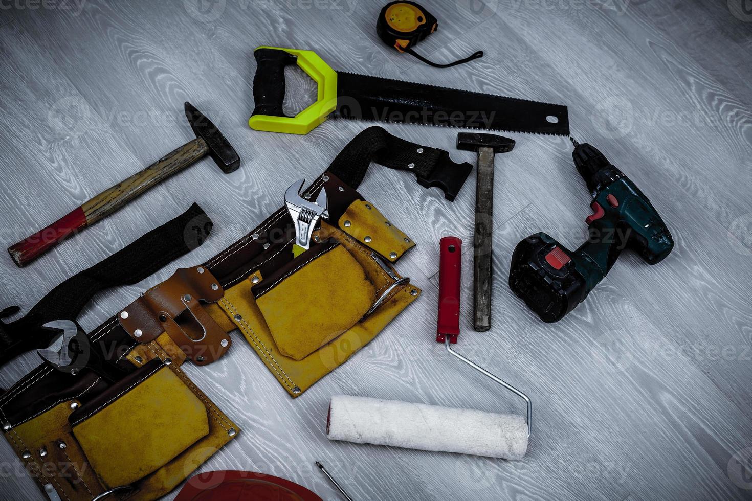 collage with ariety of building tools isolated photo