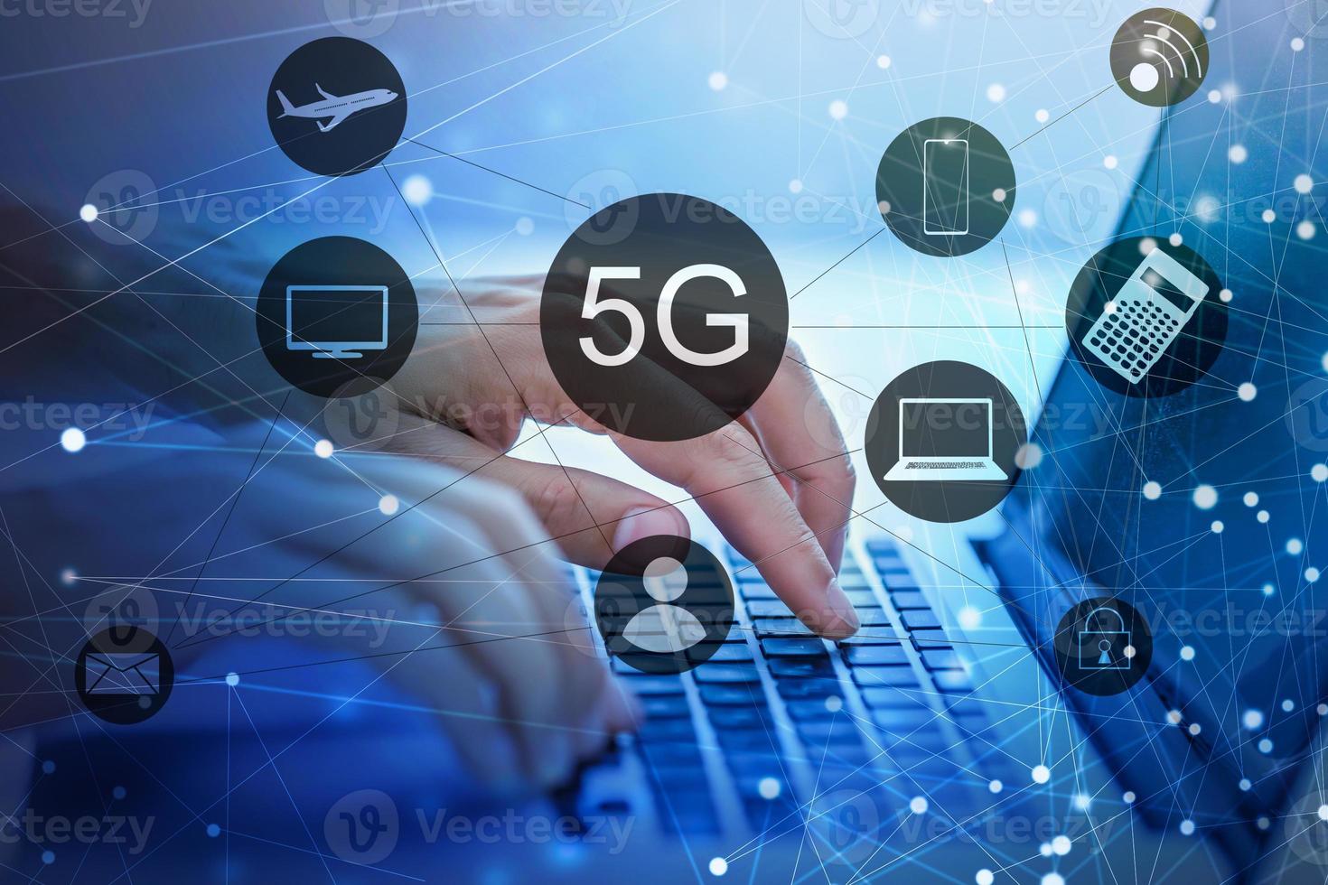 Concepto de tecnología móvil 5g - Internet de alta velocidad foto