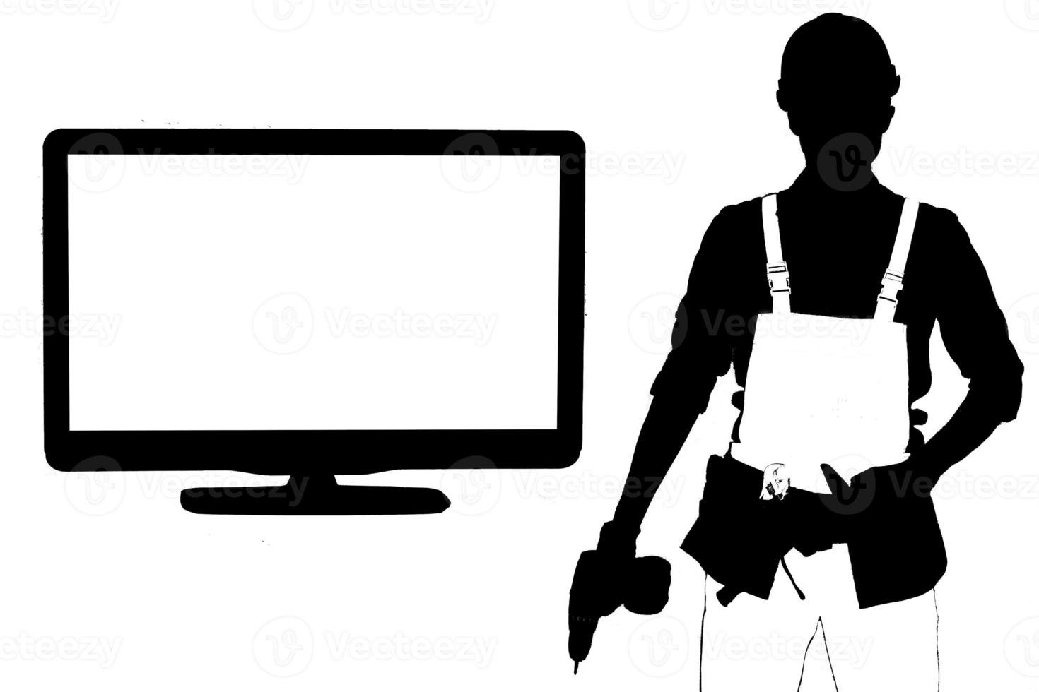 Construction worker with helmet avatar icon isolated on white background photo