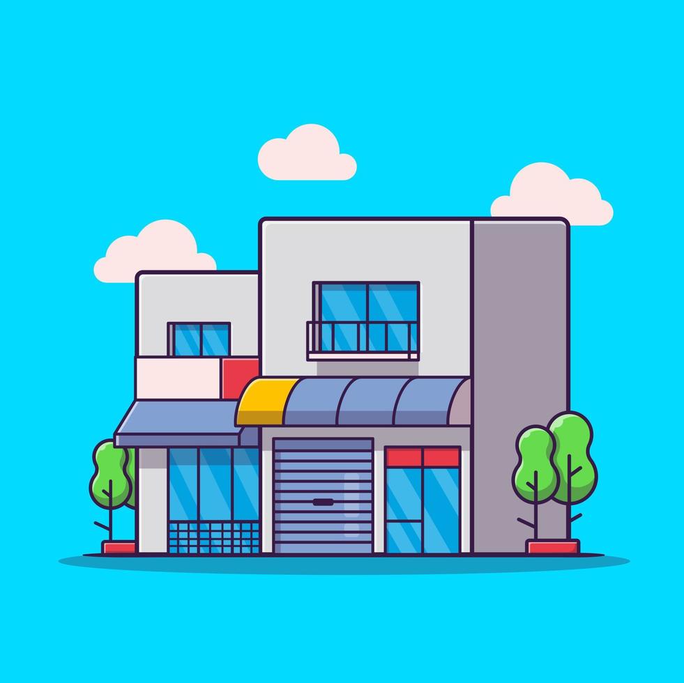 ilustración de icono de vector de dibujos animados de casa de tienda. concepto de icono de construcción de negocios aislado vector premium. estilo de dibujos animados plana