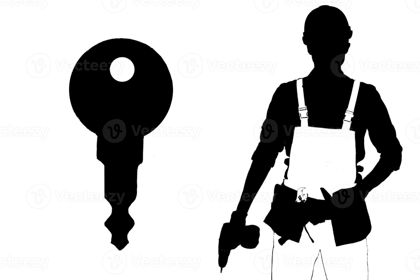 Construction worker with helmet avatar icon isolated on white background photo