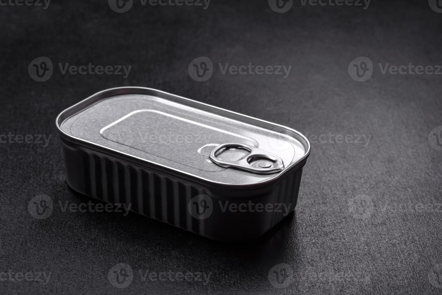 Tin or aluminum rectangular can of canned food with a key photo