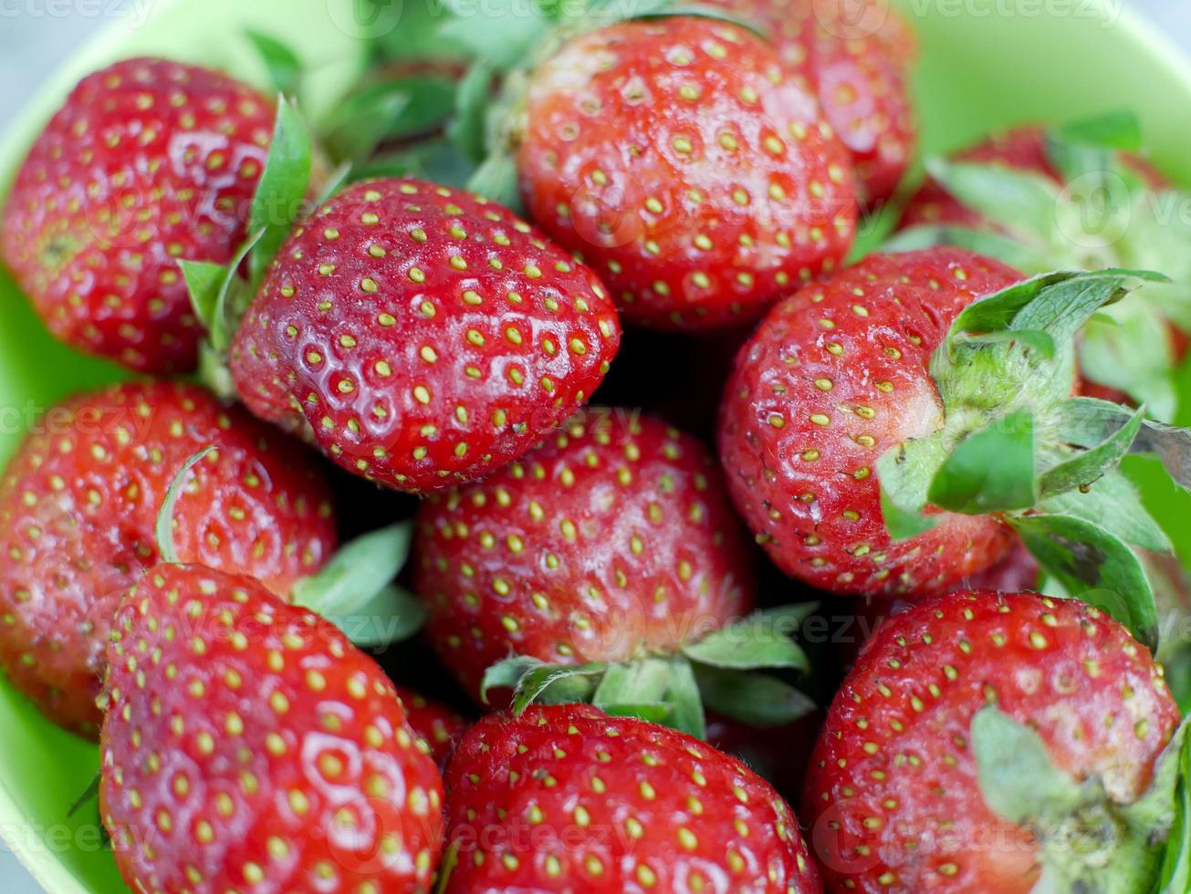 close up of fresh ripe strawberries photo