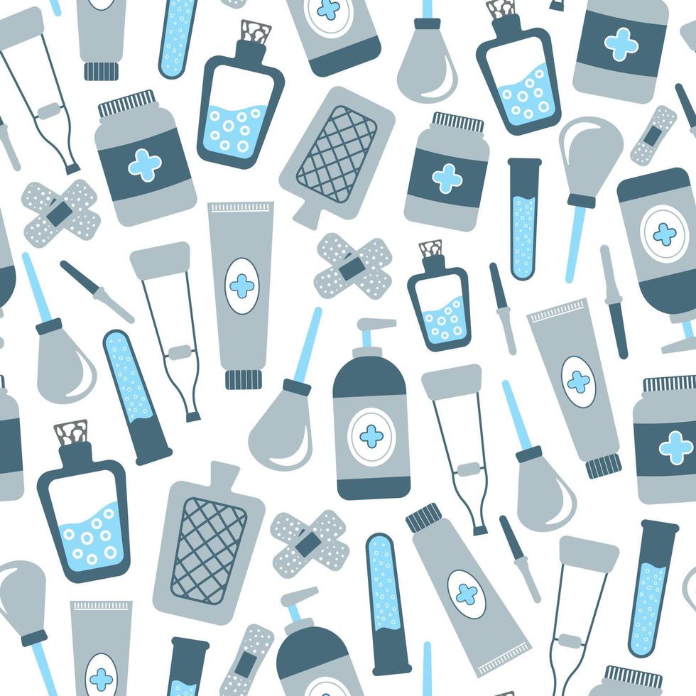 Seamless pattern with simple medical tools on white background for print or fabric vector