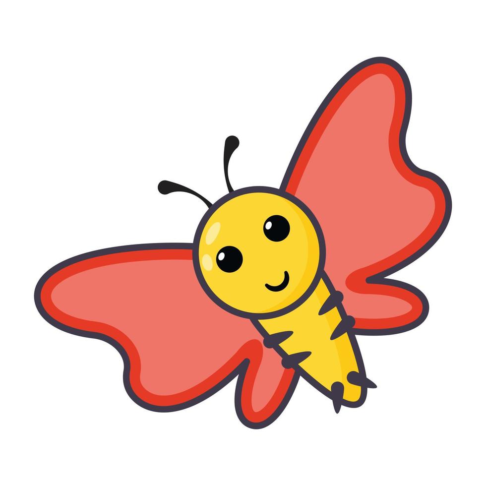 icono de insecto volador de estilo de dibujos animados plana, vector