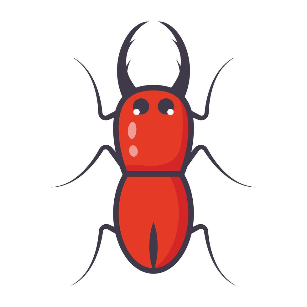 Blattodea insect, flat cartoon icon of cockroach vector