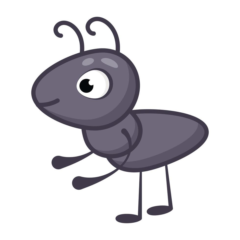 Wild eusocial insect, flat cartoon icon of brown ant vector