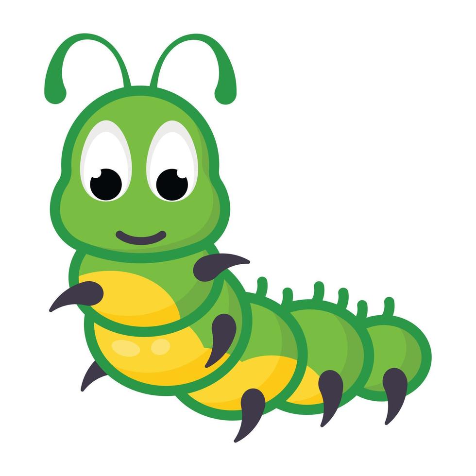 Herbivorous insects, flat cartoon icon of orthoptera vector