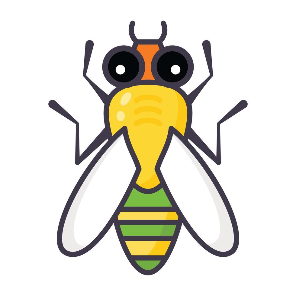 Flying bite insect, diptera icon of flat style vector