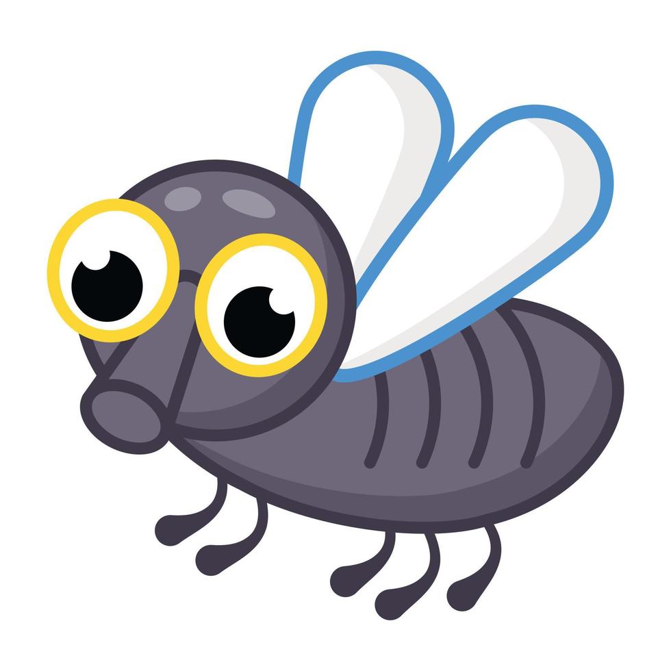 Flying bite insect, diptera icon of flat style vector