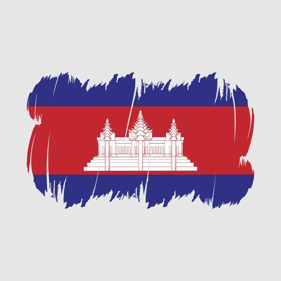 vector de pincel de bandera de camboya