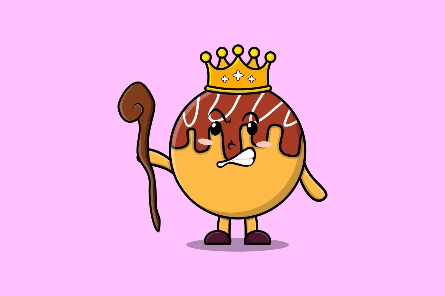 linda mascota de dibujos animados takoyaki como rey sabio vector