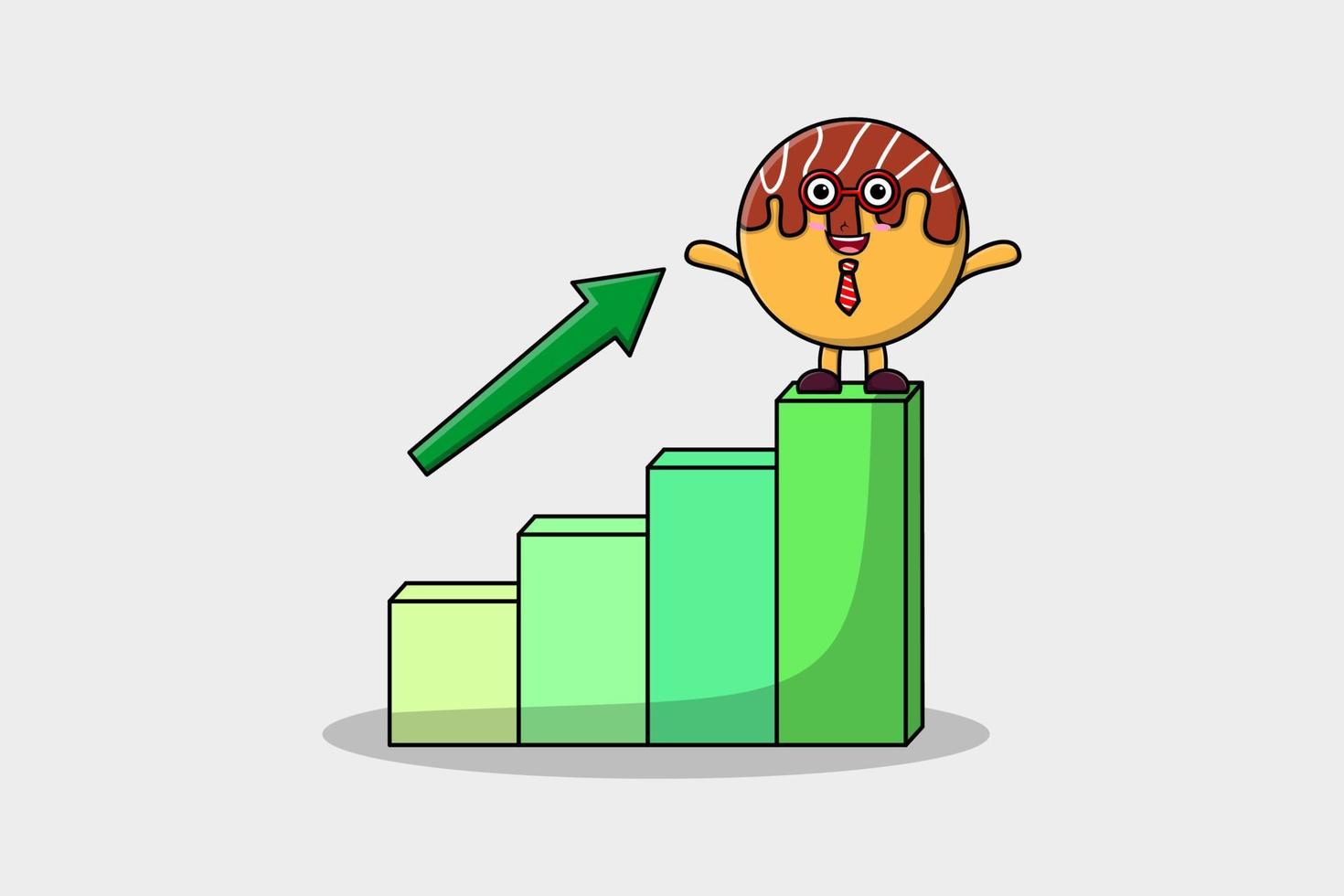 Takoyaki cute businessman with a deflation chart vector