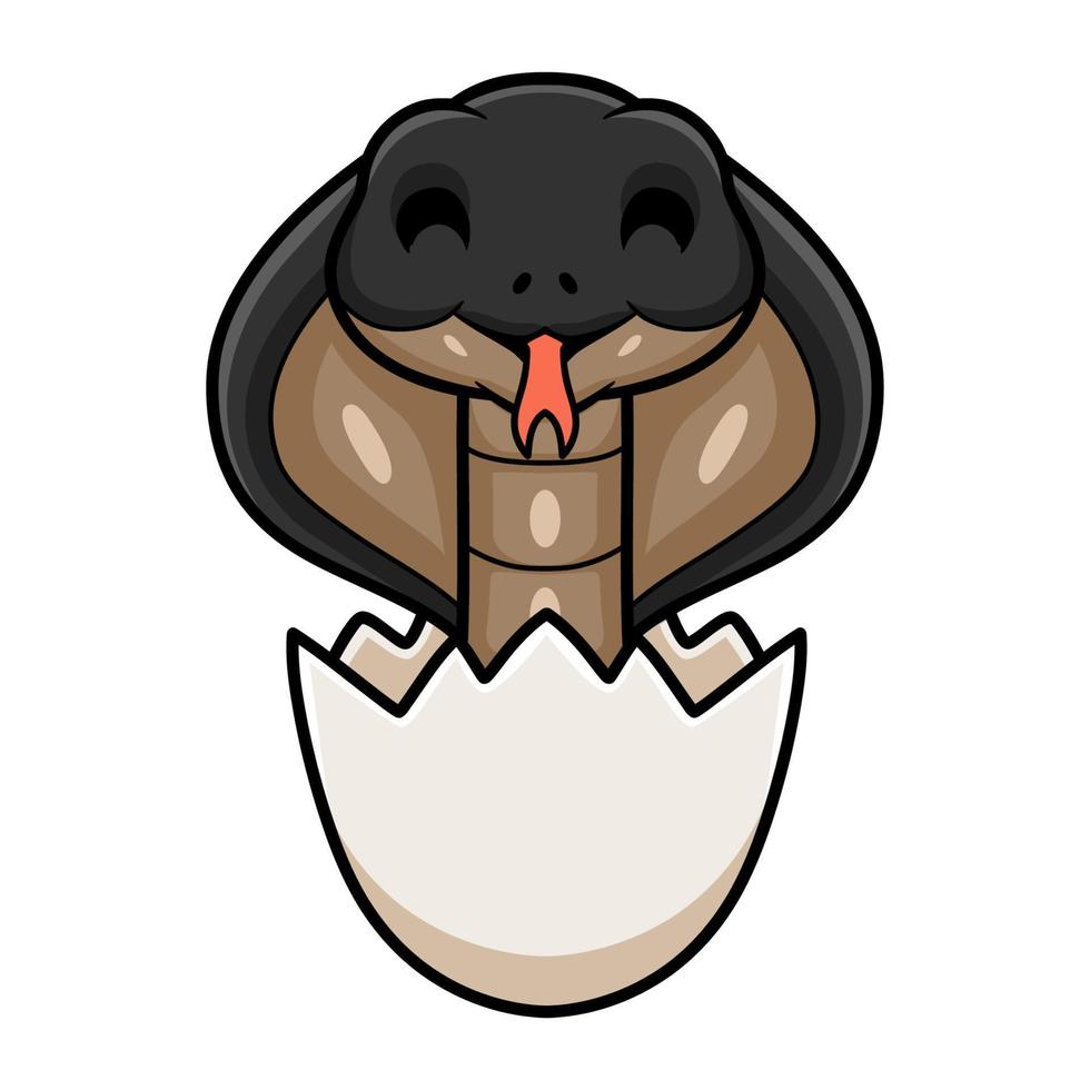 Cute javan spitting cobra cartoon inside an egg vector