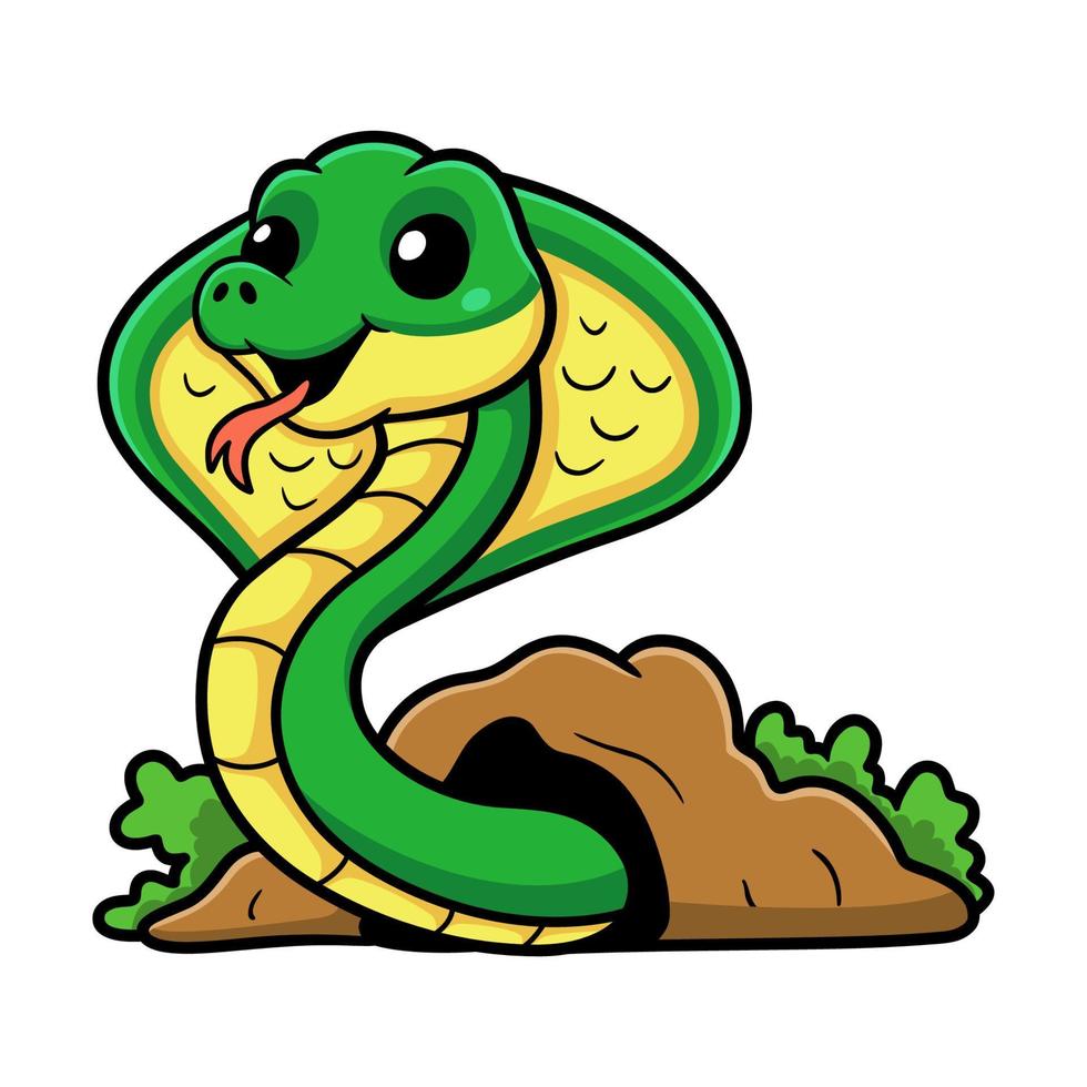 Cute little cobra snake cartoon vector