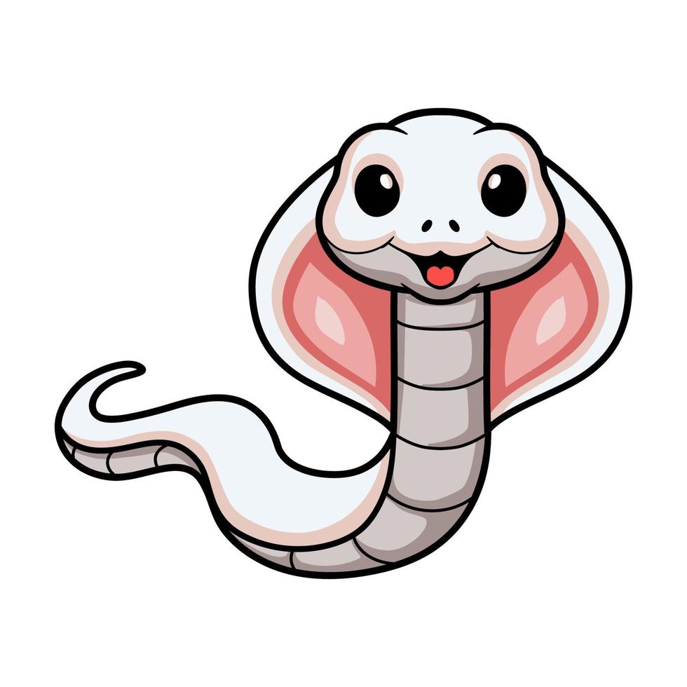 Cute leucistic cobra snake cartoon vector