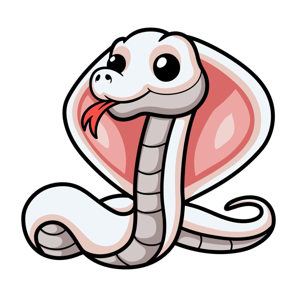 Cute leucistic cobra snake cartoon vector