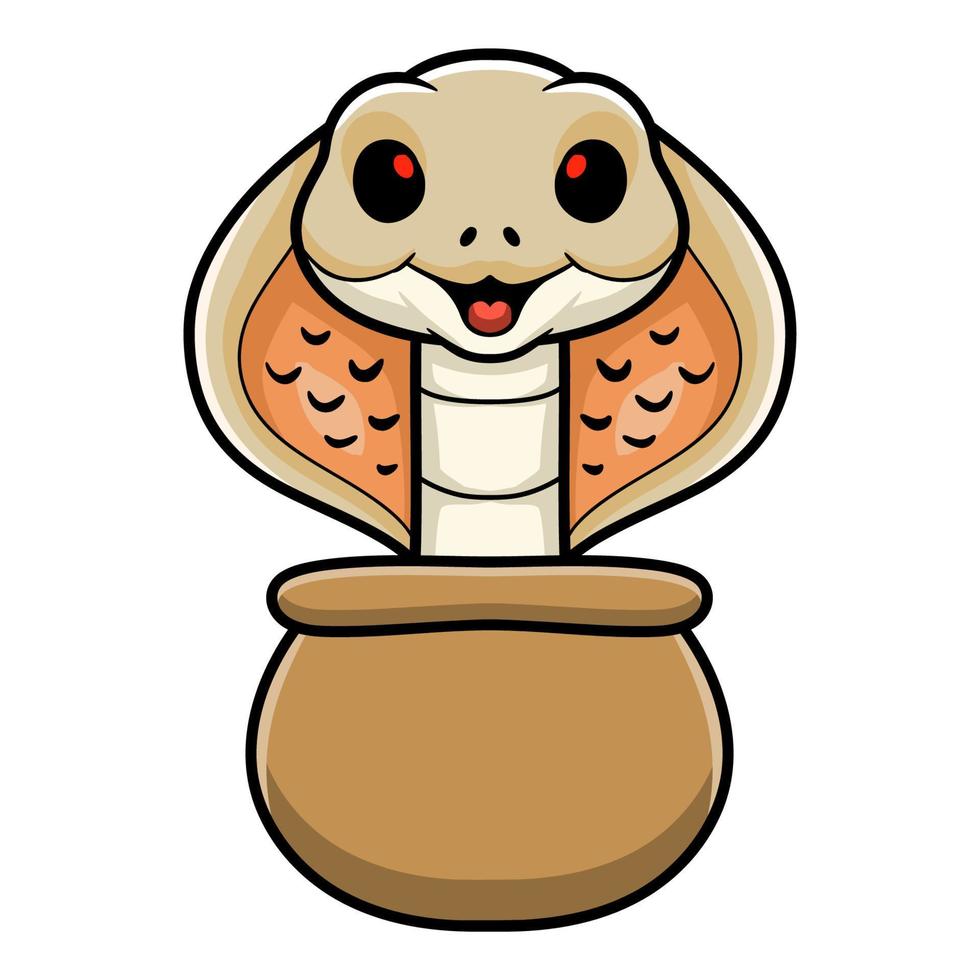 Cute albino monocled cobra cartoon vector